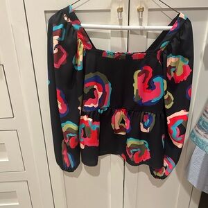 CROSBY by Mollie Burch Vibrant Abstract Blouse